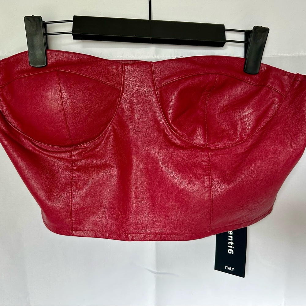 Red Leather Crop Top